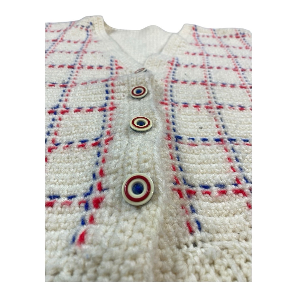 Vintage 3D Cottagecore Grandma Cardigan Sweater Size M Crochet Cable Knit Floral - Picture 2 of 9